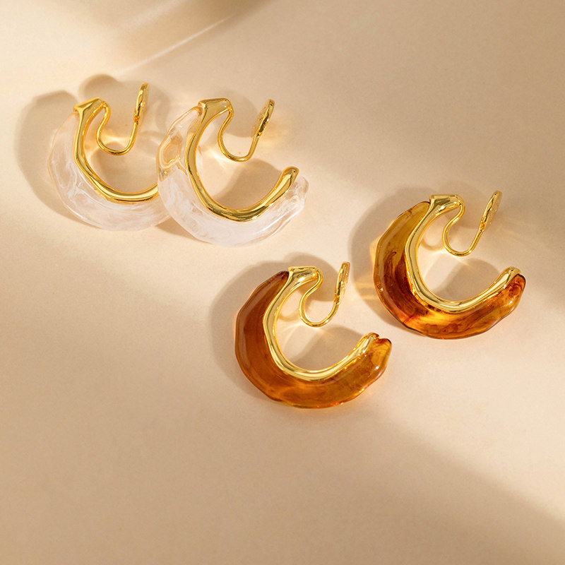 韩国琥珀金色耳圈耳夹无耳洞女蚊香盘耳饰欧美耳圈短款耳饰美拉德,饰品/流行首饰/时尚饰品新,耳夹,淘宝优惠券,粉丝福利购,淘宝优惠卷