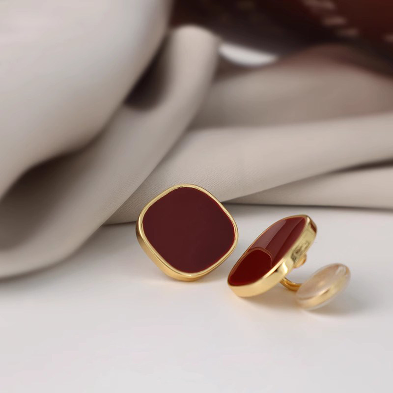 韩国酒红色蚊香盘耳夹无耳洞女气质法式高级感耳饰纯银针耳钉耳环,饰品/流行首饰/时尚饰品新,耳夹,淘宝优惠券,粉丝福利购,淘宝优惠卷