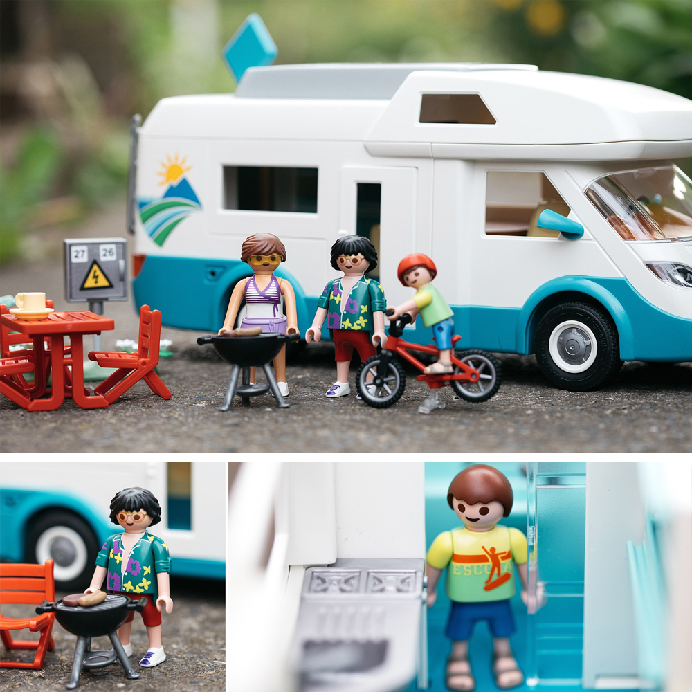 德国摩比世界玩具车playmobil仿真组装房车餐厅淋浴70088家庭露营