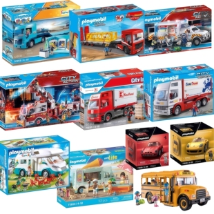 摩比世界男孩玩具车礼物工程车校车巴士大卡车救护车消防车警车