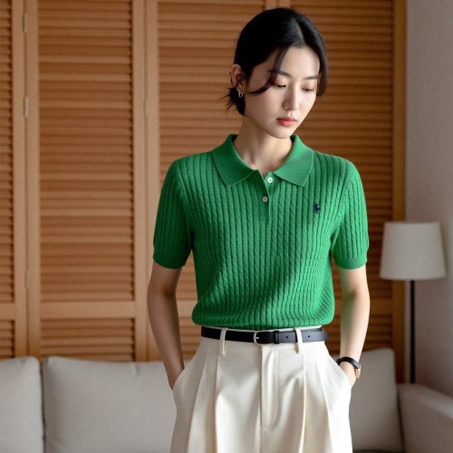 洛薇雅天丝POLO领短袖T恤女