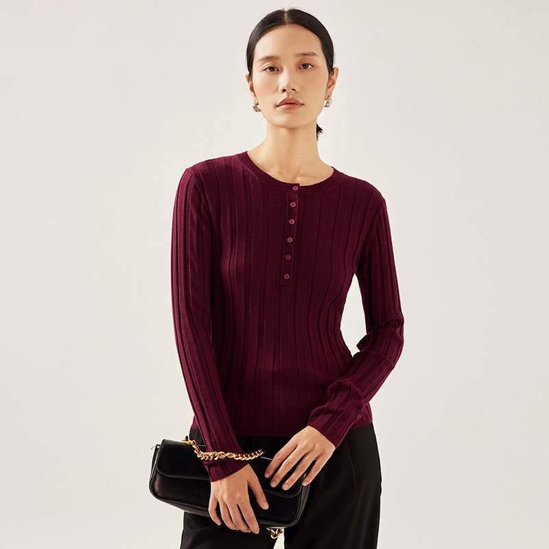 洛薇雅 进口扬子纱美利奴100纯羊毛打底衫女2025新款长袖针织上衣,女装/女士精品,毛针织衫,淘宝优惠券,粉丝福利购,淘宝优惠卷