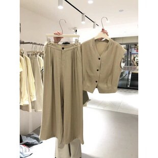 52K020964亚麻杏色薄款 套装