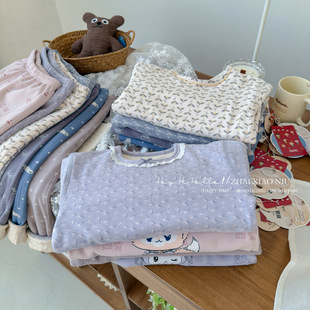 580gA类 内衣男童女童家居服 羊毛拉架棉双层加厚蚕丝羊毛保暖套装