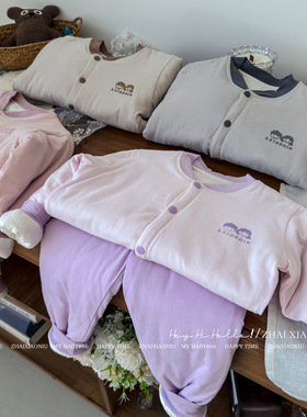 可机洗新疆棉花绗棉宝宝棉袄棉裤套装保暖加厚校服内搭【拍大一码