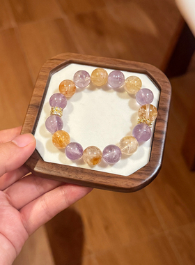 天然黄塔晶紫水晶手串女款招财转运精致高级叠戴手链生日礼物饰品