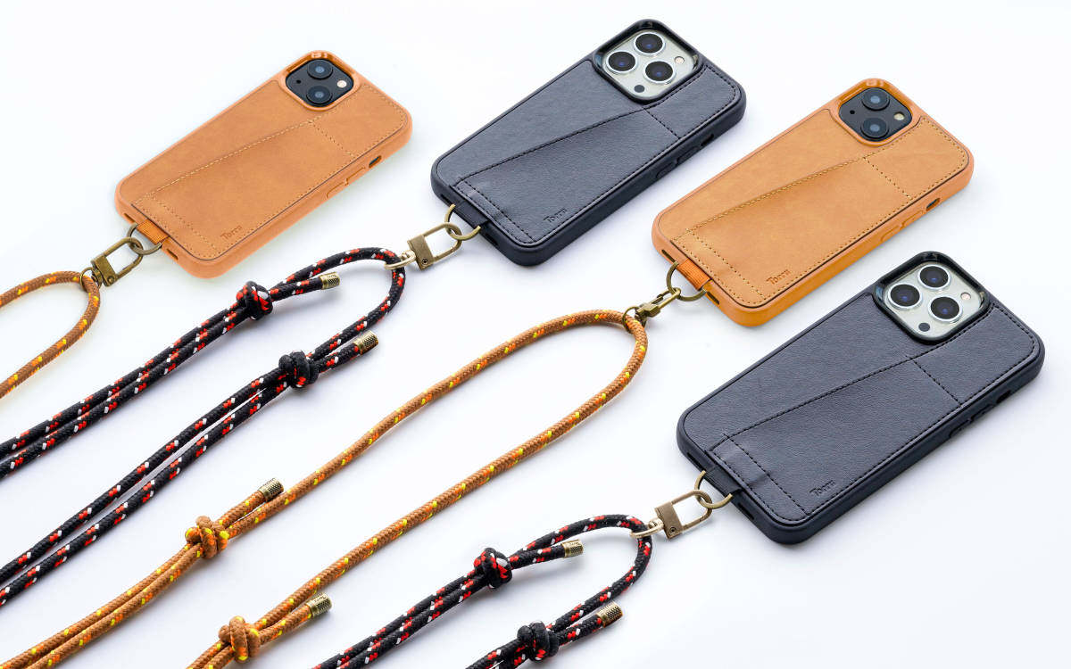 Torrii适用于苹果iphone13 pro max手机壳插卡PU皮背壳13mini保护套 带挂绳皮套商务情侣款