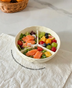 新款餐盘上班族带减脂餐盒食堂打饭专用碗食品级陶瓷分格饭盒加深