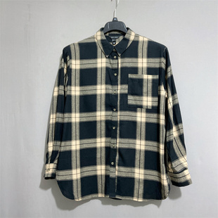 女装 纯棉长袖 格子衬衫 英国单ne plaid 大码 衬衣cotton Shirt 春装