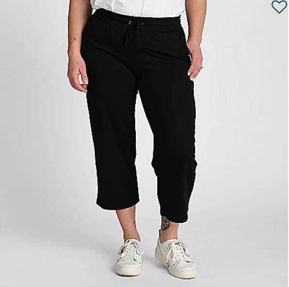 美单cj大码女装高腰毛圈直筒裤八分裤straight cropped Pants