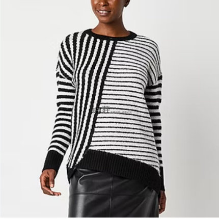 美单W秋冬季大码女装毛衣宽松针织衫Crew Neck  Pullover Sweater