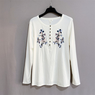 embroidered 纯棉刺绣T恤针织卫衣cotton sweater 女装 美单大码