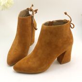 三色可选时尚 百搭休闲磨砂皮羊反绒秋冬加绒保暖粗跟简约轻奢短靴