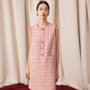 连衣裙女新中式 如意连云 粗花呢圆领无袖 26新年款 国风长裙 燕喜