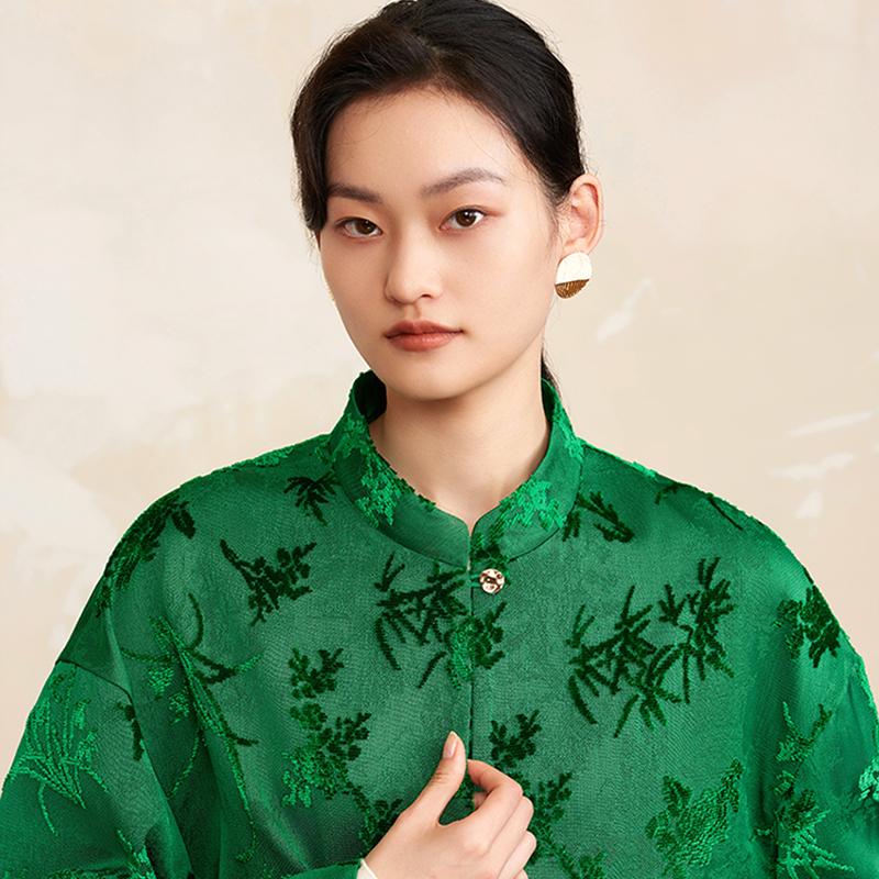 新中式国风提花割绒短外套