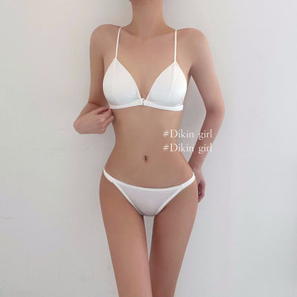 美背内衣2025新款爆款白色性感三角杯薄胸罩无痕前扣吊带文胸一体