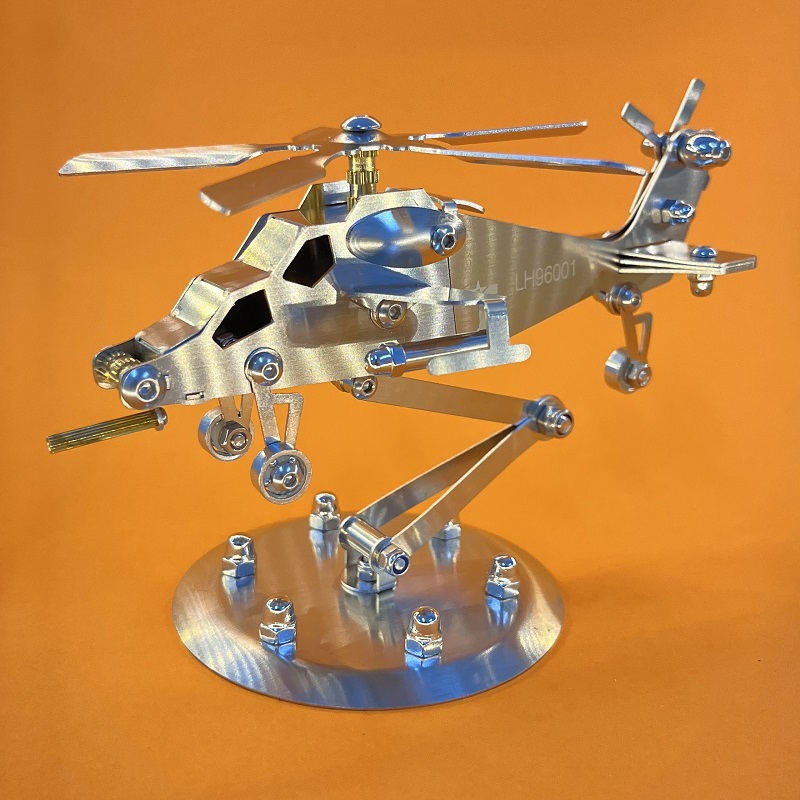 中国武直10直升机不锈钢军事模型飞机摆件防真武直十直升飞机摆件