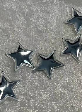 新款银质可爱银色小星星平底Diy手工发饰配件饰品发夹装饰材料