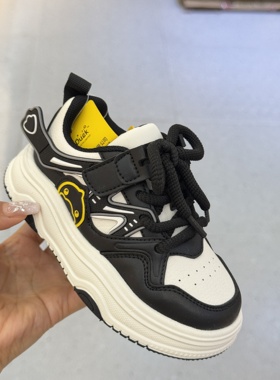 清仓小黄鸭春秋男女童休闲鞋运动鞋板鞋青少年面包鞋1689310皮面