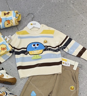条纹衫 清仓B.Duck小黄鸭男女宝宝毛衣内搭5612111休闲针织衫 童装