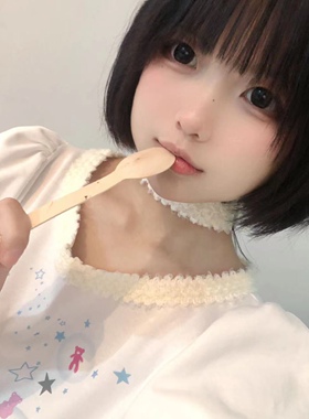 梨屋pearhouse 原创授权 泡泡小熊亚文化五角星泡泡袖短袖t恤