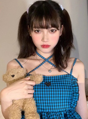 梨屋pearhouse 原创设计辣妹风格子吊带连衣裙开衫防晒套装女新款