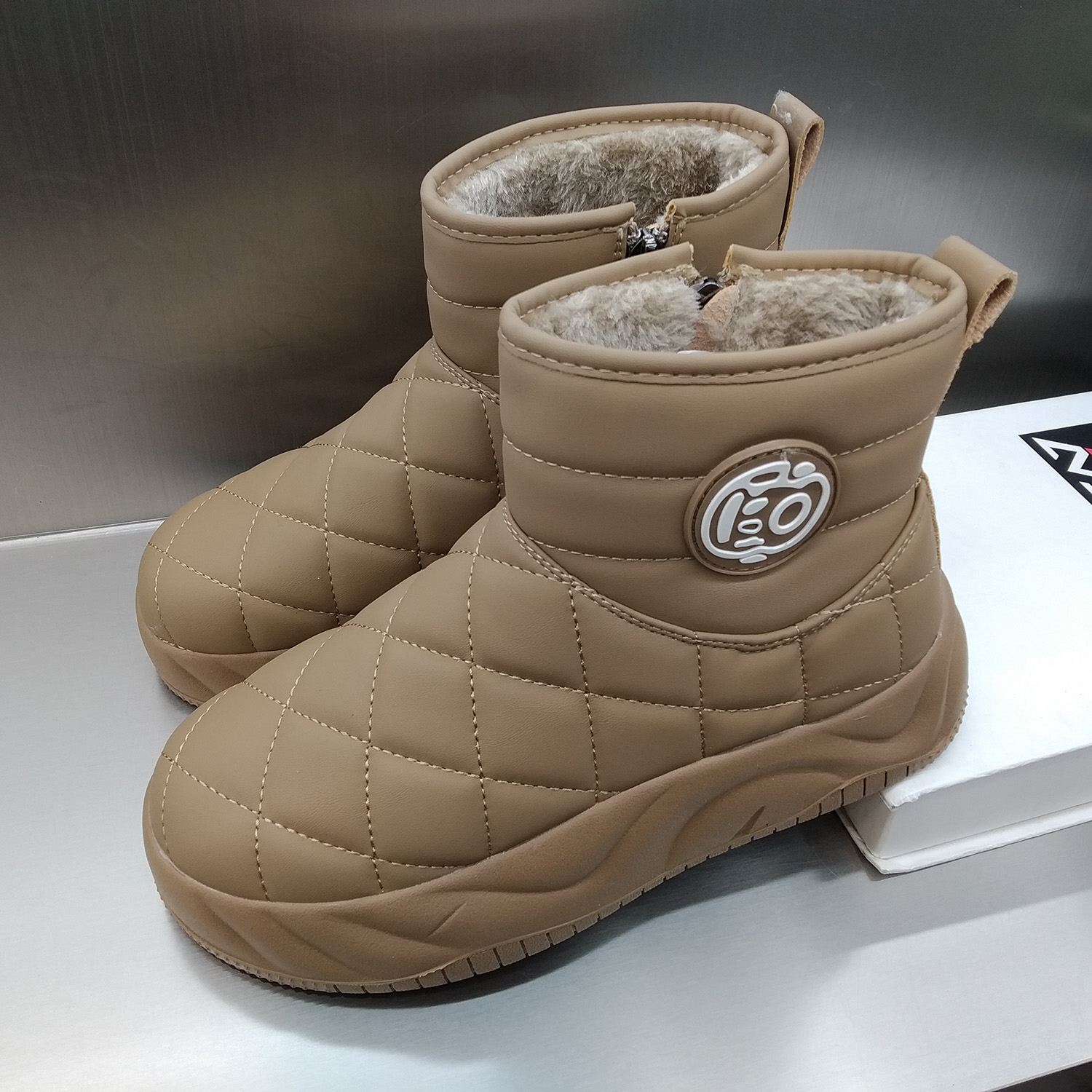 夏发女鞋真皮雪地靴2024冬季加绒加厚保暖厚底皮面防水大棉鞋短靴