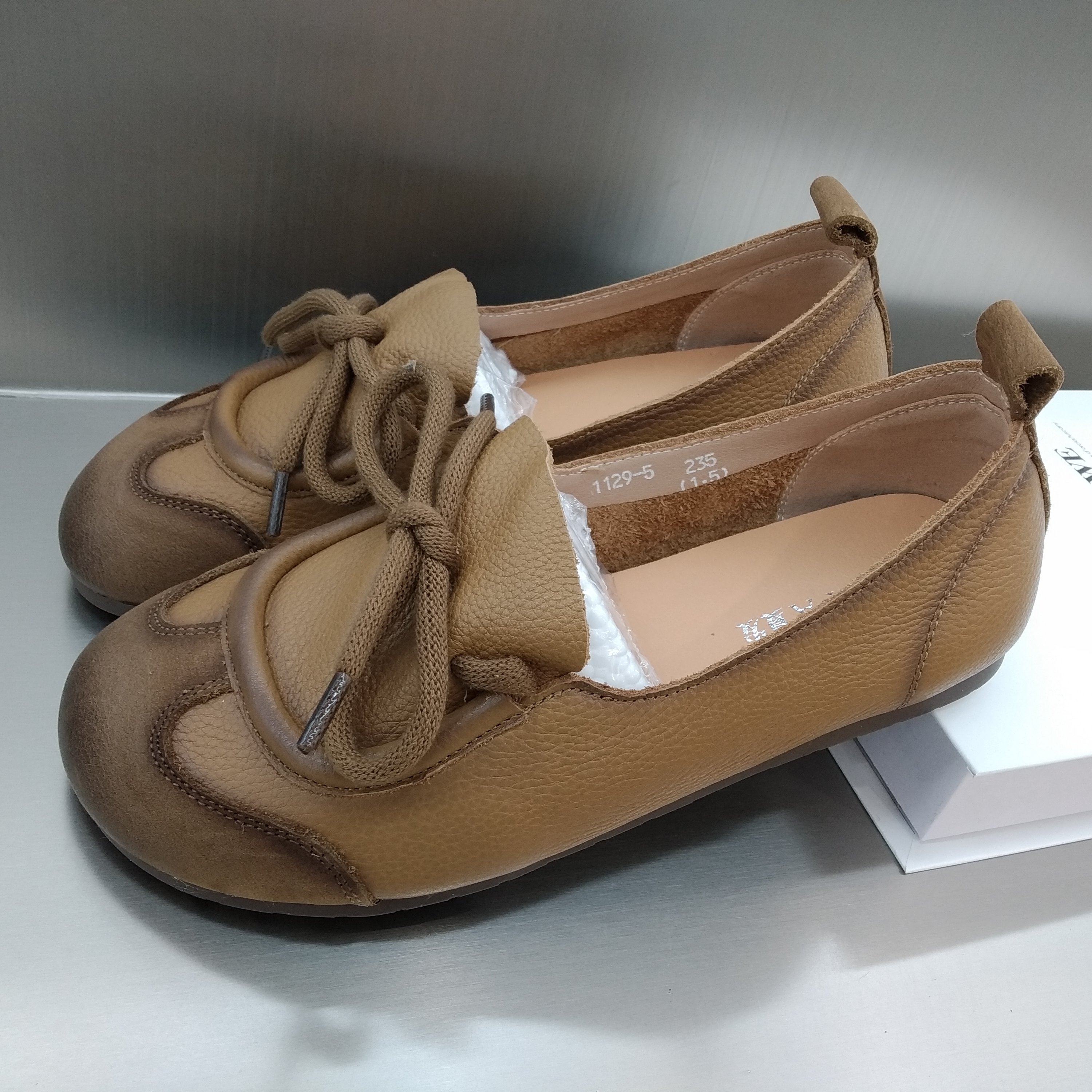 夏发真皮女鞋2025秋季新款平底单鞋软底百搭舒适休闲女士妈妈皮鞋