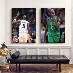 凯文加内特装饰画森林狼队KG挂画篮球球星明星海报球馆墙画有框画