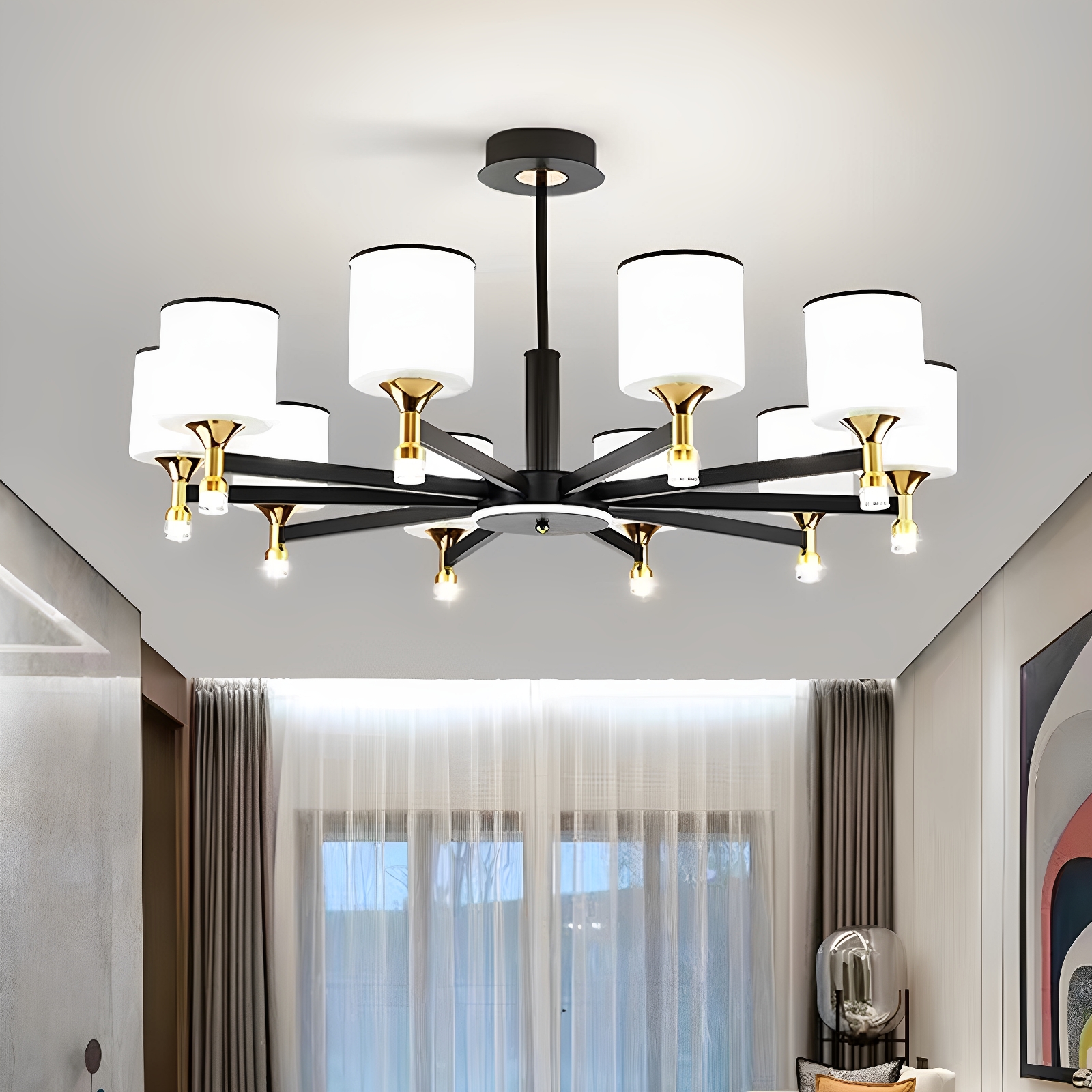 客厅吊灯2025年新款中式现代简约大气高级感轻奢餐厅广东中山灯具