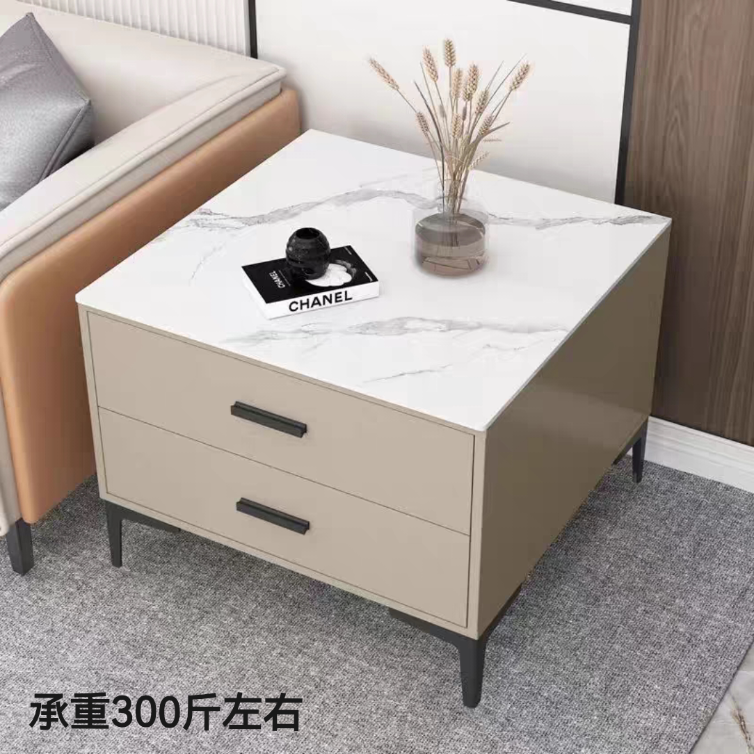 现代简约边几岩板角几沙发储物边柜小户型极简正方形茶几客厅茶几