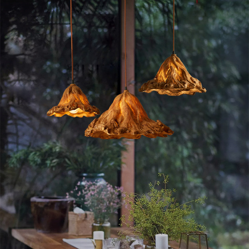 简约新古典后现代禅意美式复古创意枯荷叶树枝灯乡村民宿装饰吊灯