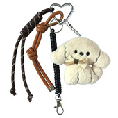 可爱毛绒小狗钥匙扣蝴蝶结挂件包包挂饰编织绳装 饰