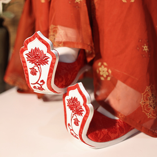 若兰兮x江南朱记汉服鞋联名款翘头履 内增高婚鞋凤冠霞帔汉服鞋子