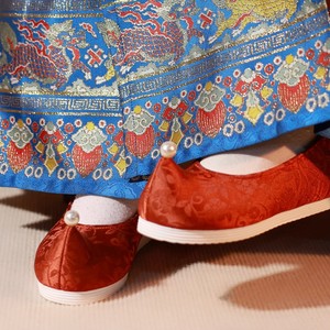 衿娥传统服饰x江南朱记汉服鞋【岁寒三友】平跟登云履内增高弓鞋