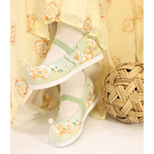 原创 染荷香 古风绣花鞋 江南朱记汉服鞋 内增高翘头弓鞋 重工刺绣