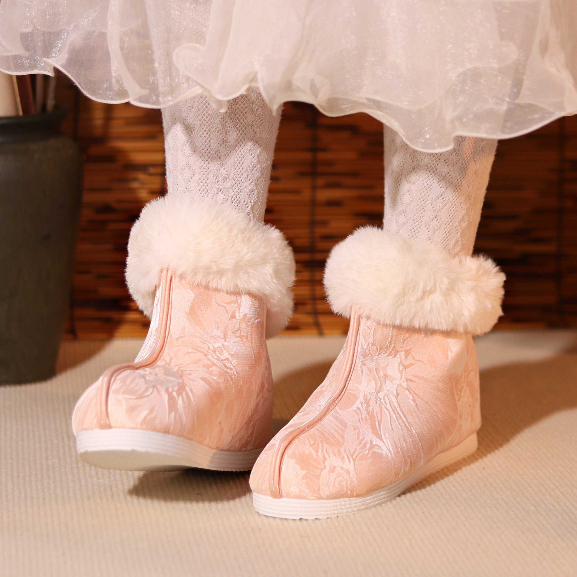 江南朱记汉服鞋【芳菲雪】保暖布靴古风布鞋内增高汉服靴加绒,女鞋,时装靴,淘宝优惠券,粉丝福利购,淘宝优惠卷