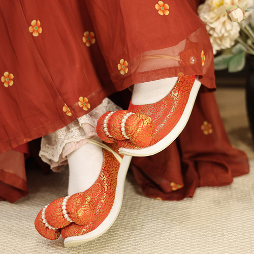 江南朱记原创【锦年】小枕头橡胶底汉服鞋内增高古风布鞋平跟