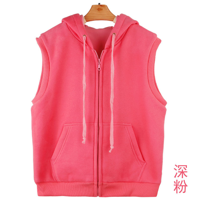 纯棉双层开衫女式马甲全棉大码卫衣外套马夹坎肩背心外穿秋装上衣