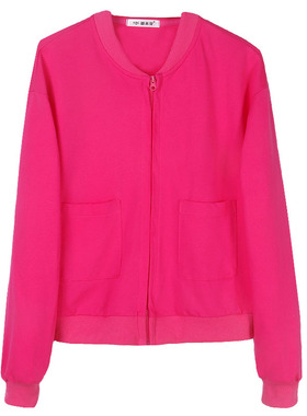 纯棉卫衣女春秋薄款0792-6圆领洋气拉链打底衫休闲舒适宽松上衣