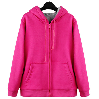 双层女式加厚保暖卫衣外套