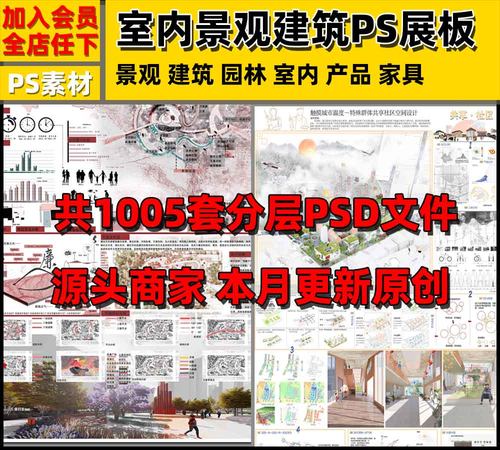 建筑室内设计环艺景观产品设计毕业生作品设计PS展板PSD排版模板