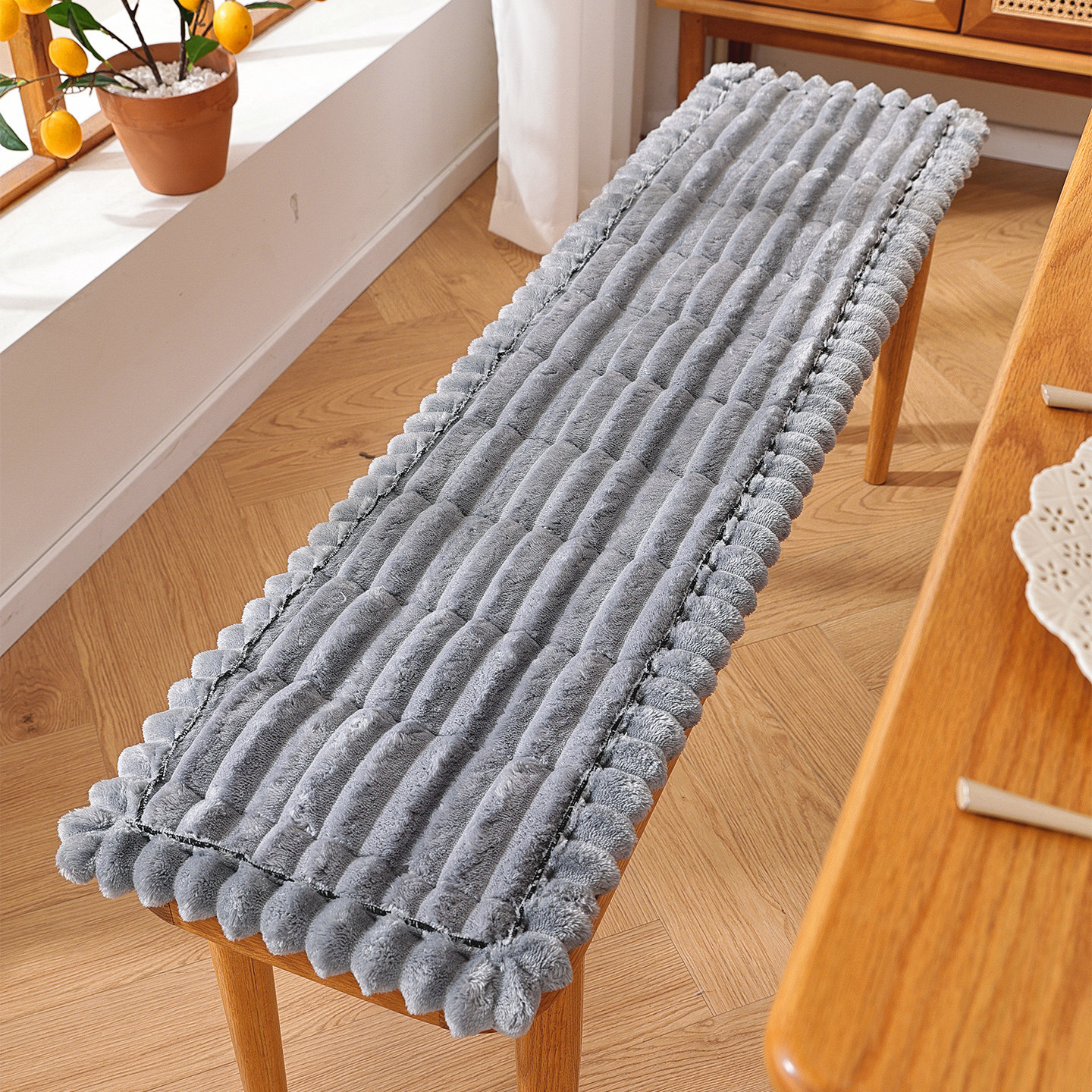 冬季毛绒加厚坐垫长条椅子垫实木长凳海绵厚垫换鞋凳沙发卡座垫子,居家布艺,椅垫,淘宝优惠券,粉丝福利购,淘宝优惠卷