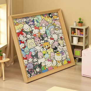 库洛米kitty喵木质异形手绘DIY拼图可涂色解压拼图生日礼物氛围