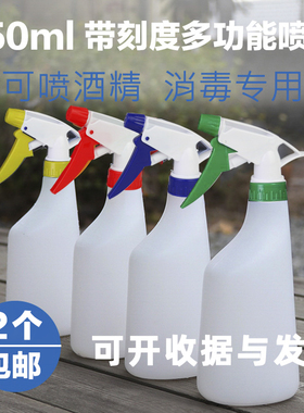 新款650ml园艺浇花清洁小喷壶酒精消毒水耐酸碱带刻度喷雾瓶家用