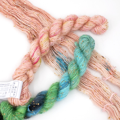 九咖真丝马海亮片珠子线柔软亲肤顺滑手工毛线