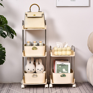 带轮小推车置物架桌下书包架办公室收纳架桌旁书籍零食收纳滑轮架