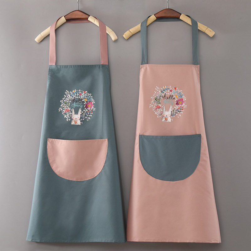 卡通围裙防水污珊瑚绒擦手巾围裙 花环兔厨房围裙挂脖围腰韩版,家庭/个人清洁工具,围裙套装,淘宝优惠券,粉丝福利购,淘宝优惠卷