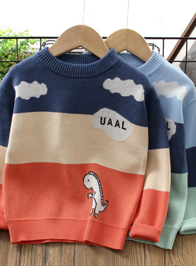 男童毛衣纯棉秋冬新款儿童圆领针织衫男孩宝宝打底线衣洋气春秋款