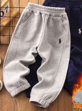 男童运动裤春秋款2025新款儿童秋冬加绒裤子男孩卫裤宝宝宽松长裤